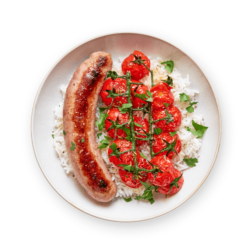 Sausage with Rice & Roasted Tomatoes