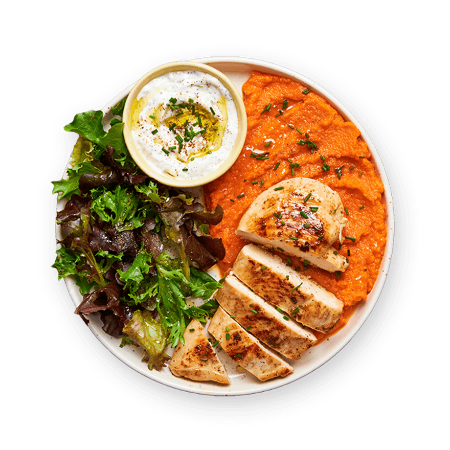 Chicken with Carrot Purée & Tzatziki