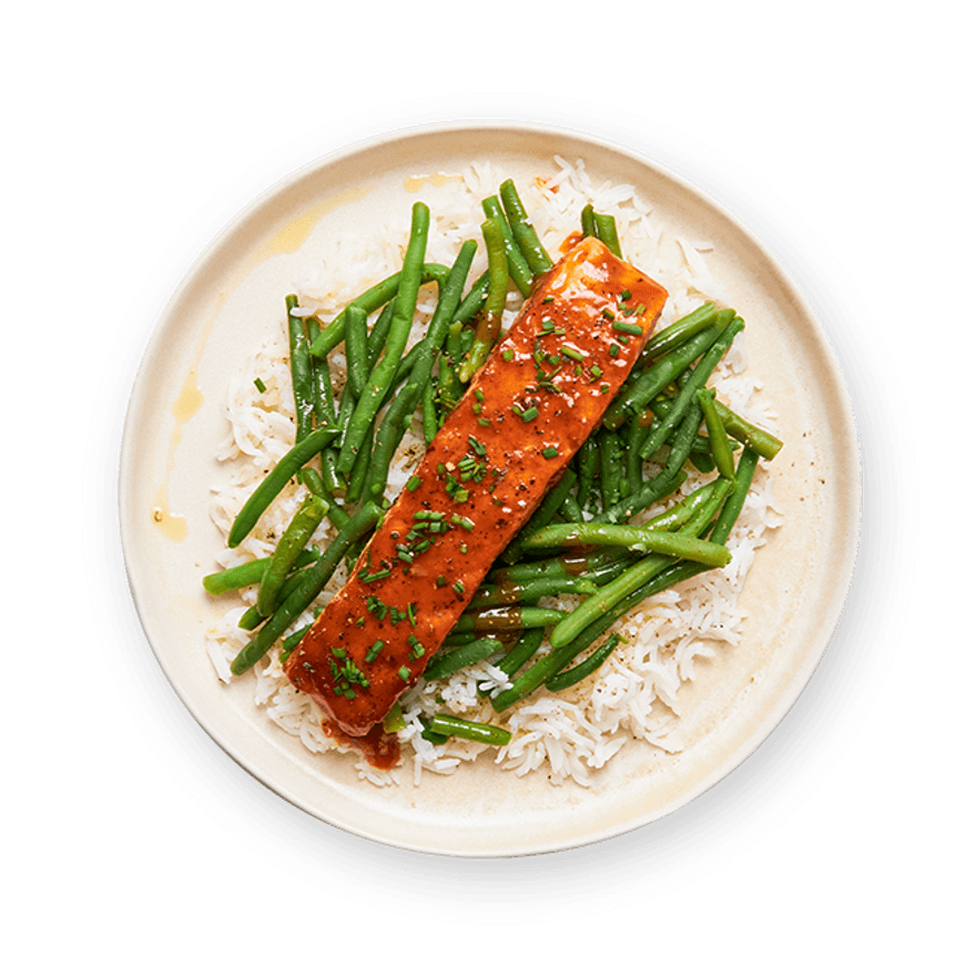 BBQ Salmon with Green Beans & Rice