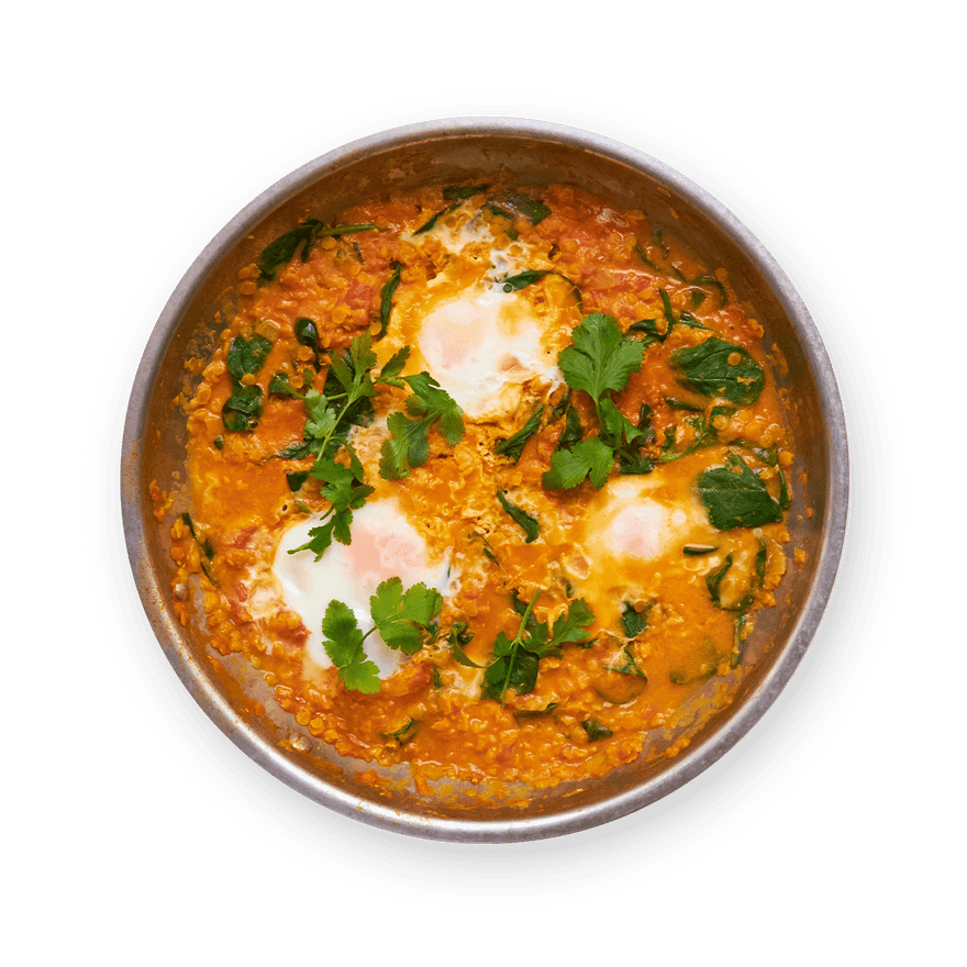 Curry Dahl with Poached Eggs
