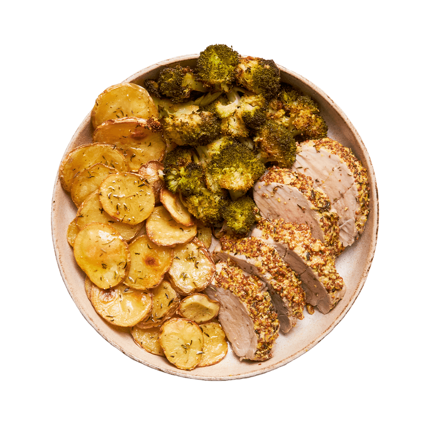 Mustard Pork Tenderloin with Broccoli & Potatoes