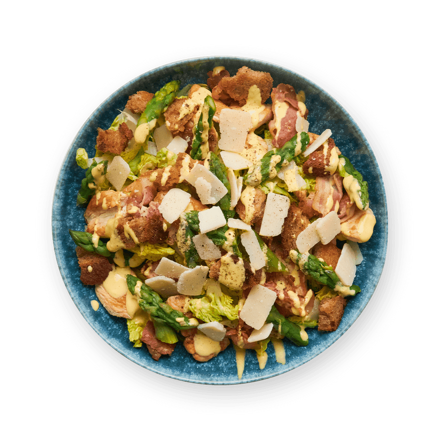 Chicken Caesar Salad with Asparagus & Bacon