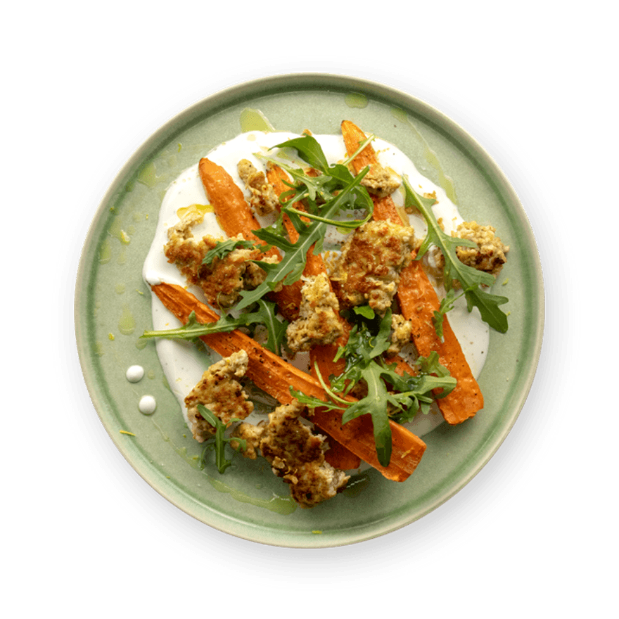 Turkey & Roasted Carrots with Yogurt Sauce