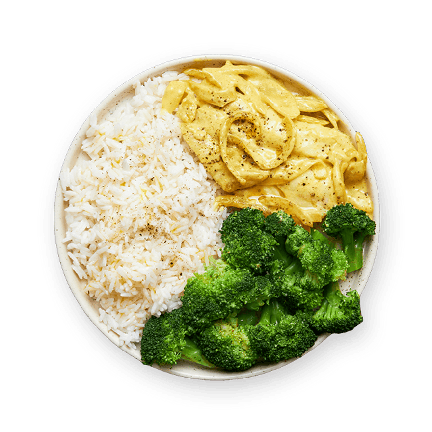 Coconut Curry Cod with Rice & Broccoli