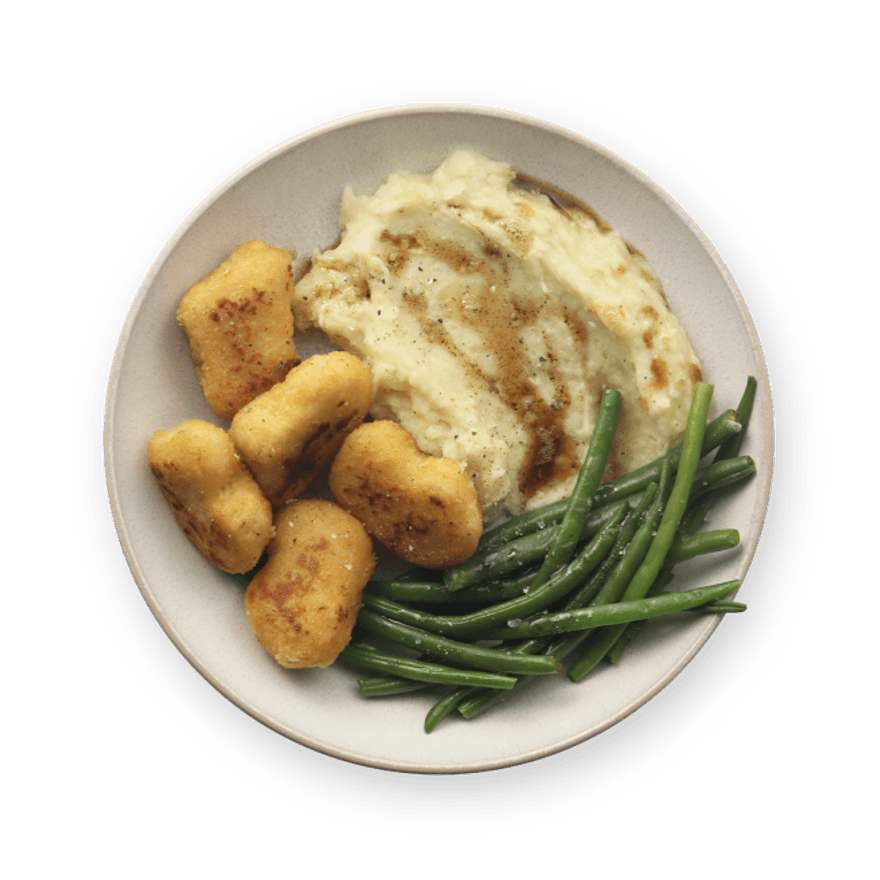 Veggie Nuggets, Mashed Potatoes & Green Beans