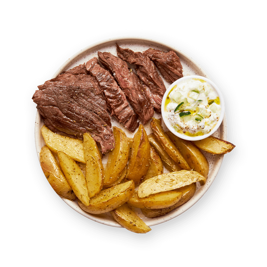 Steak & Potatoes with Cucumber Sauce