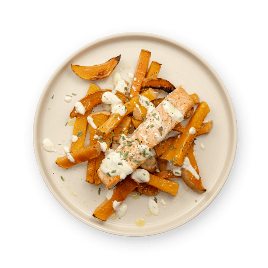 Salmon with Butternut Squash Fries