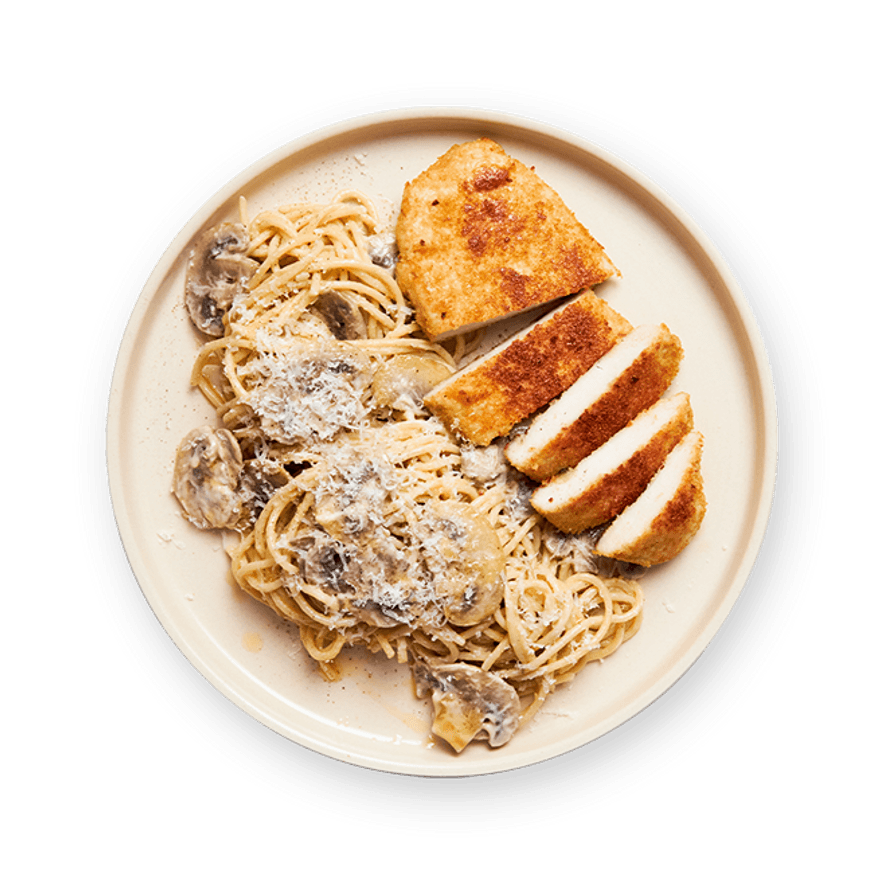 Chicken Cutlet with Mushroom Pasta
