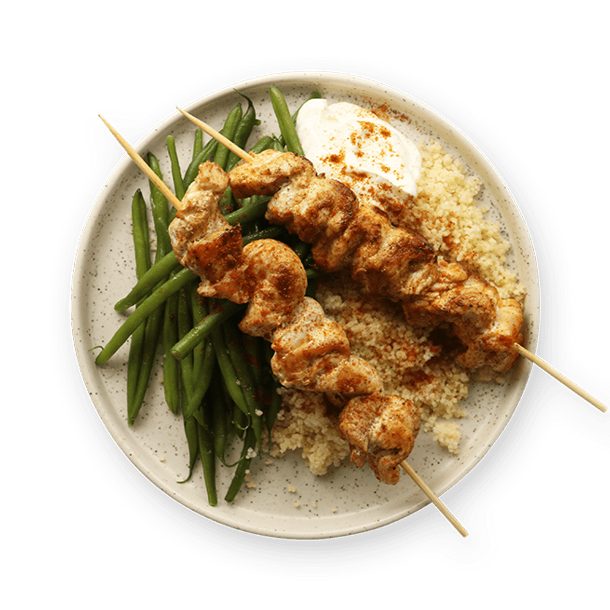 Chicken Skewers, Green Beans & Couscous