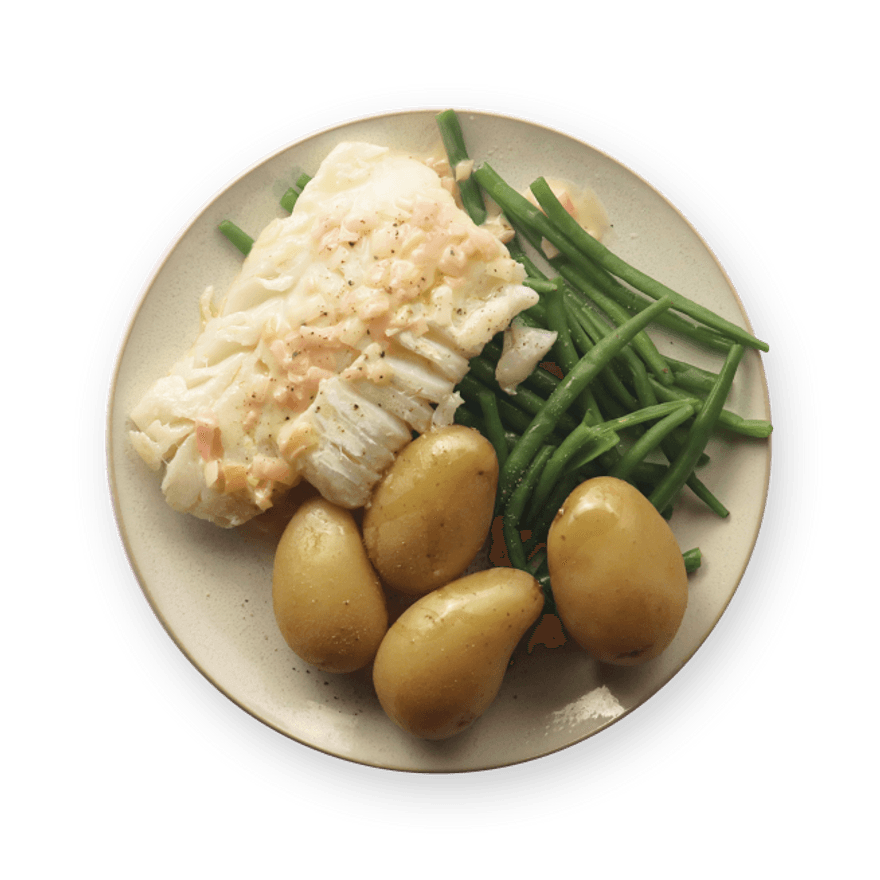 Pan-Fried Cod with Baby Potatoes & Green Beans