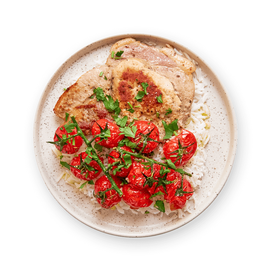 Pork Chops with Blistered Tomatoes