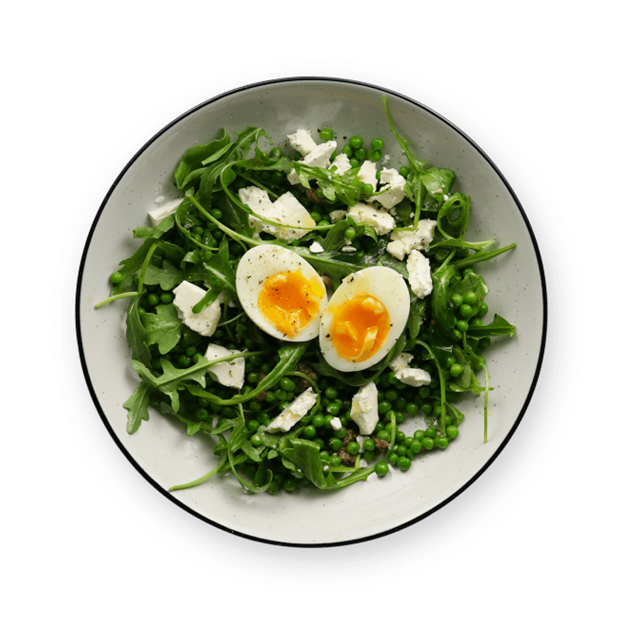 Soft-Boiled Egg, Pea & Feta Salad