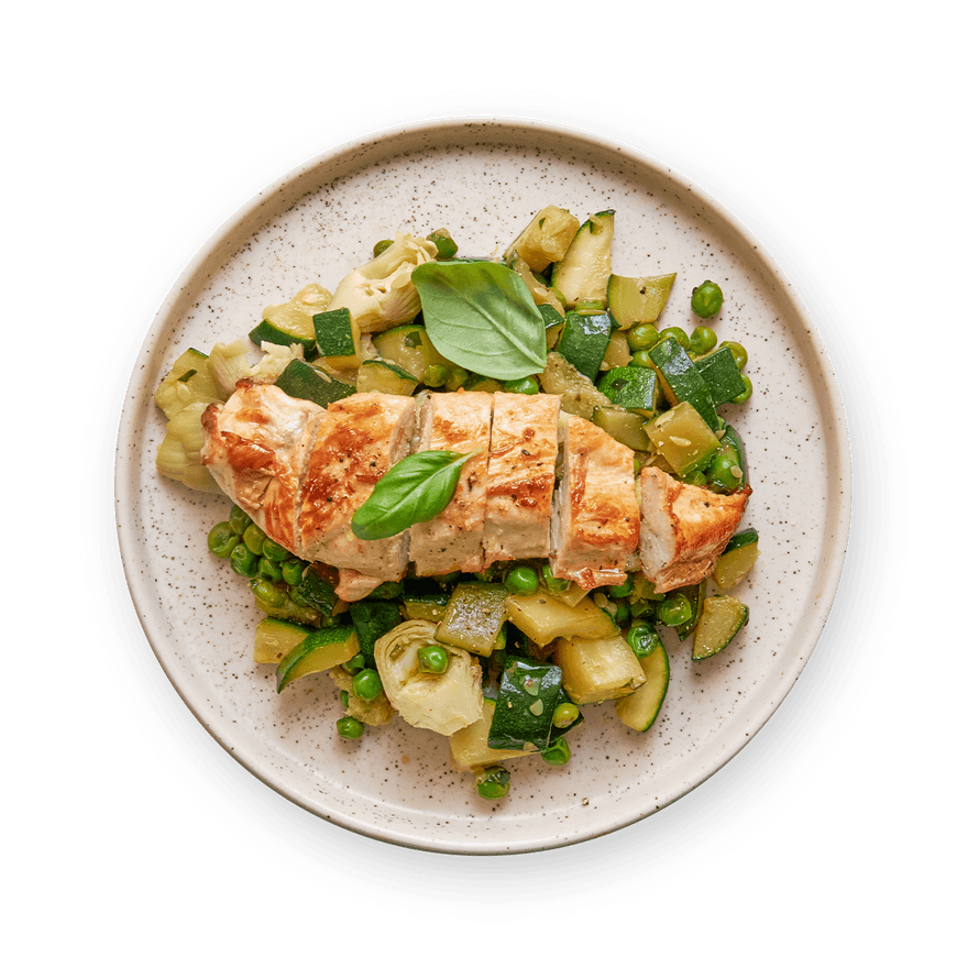 Pan-Fried Chicken with Garlicky Green Veggies