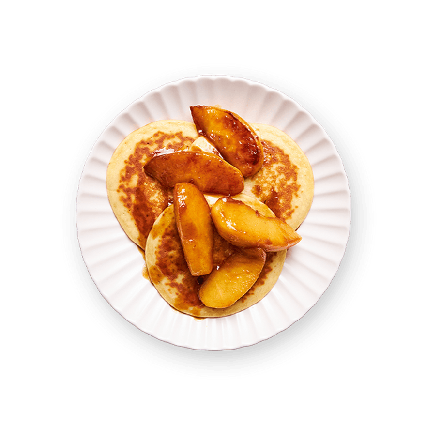 Quick Pancakes with Caramel Apples
