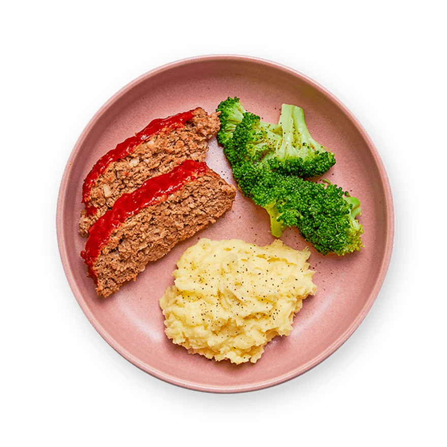 Meatloaf with Mashed Potatoes & Broccoli