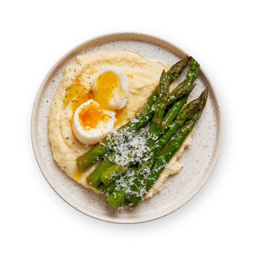 Asparagus & Soft-Boiled Egg with Polenta