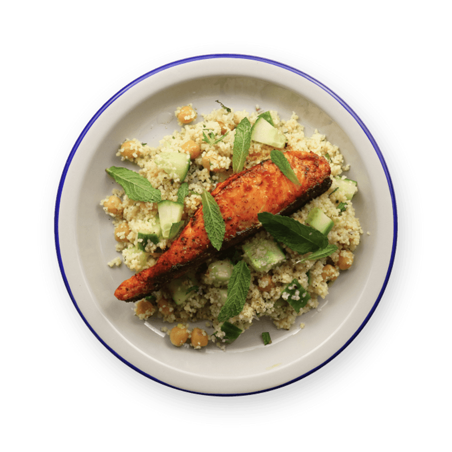 Harissa Salmon with Couscous & Cucumber