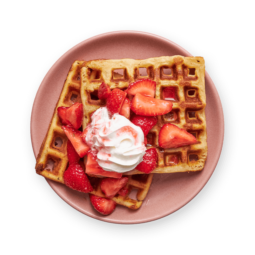 Homemade Waffles with Strawberries