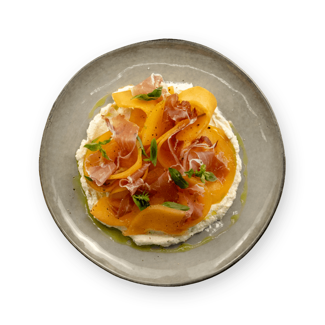 prosciutto-and-melon-over-ricotta